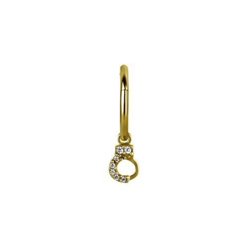Gold Steel Hand Cuffs Jewellery Charm - Cubic Zirconia