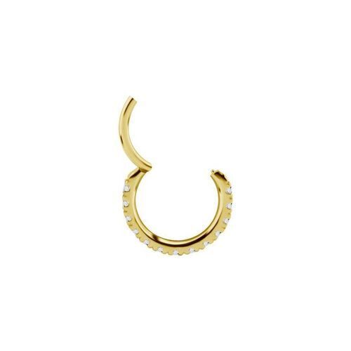 Gold Steel Hinged Ring - Premium Zirconia Square Design