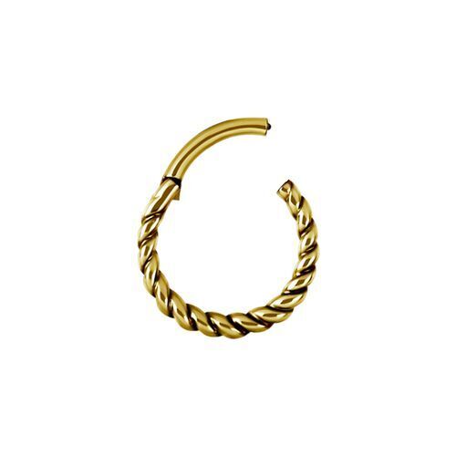 Gold Steel Hinged Ring - Rope