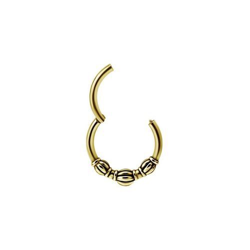 Gold Steel Hinged Ring - Vintage Beaded Design