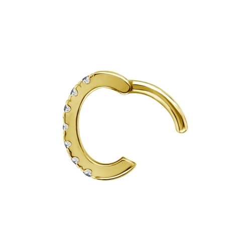 Gold Steel Oval Rook Ring - Premium Zirconia