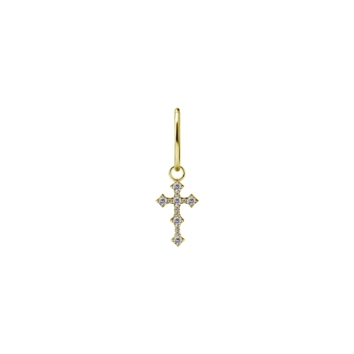 Gold Nickel Free Cobalt Chrome Jewellery Charm - Cross Premium Zirconia 