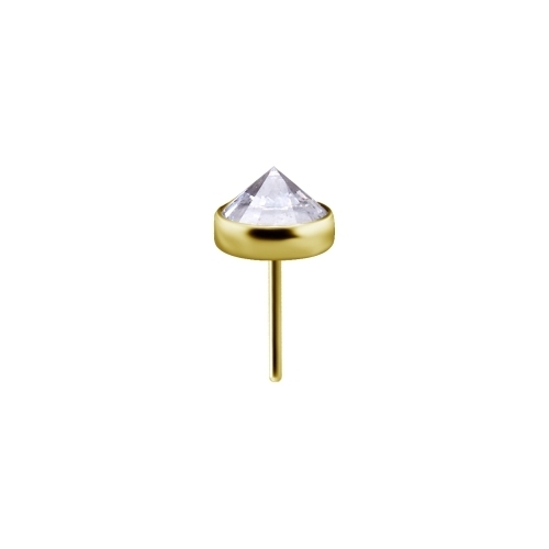 Gold Nickel Free Cobalt Chrome Attachment for Threadless Labret - Pointed Premium Zirconia - 2.5mm
