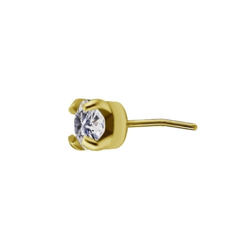 Large View Gold Steel - Round Claw Premium Zirconia - 2mm Threadless Attachment