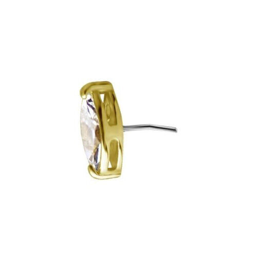 Large View 18K Gold - Marquise Shape Premium Zirconia - 5mm Threadless Attachment