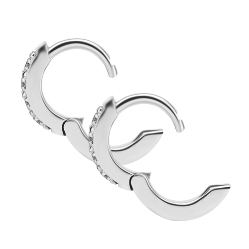 Surgical Steel Huggies Hoop Earrings - Cubic Zirconia 20 Gauge - 5mm