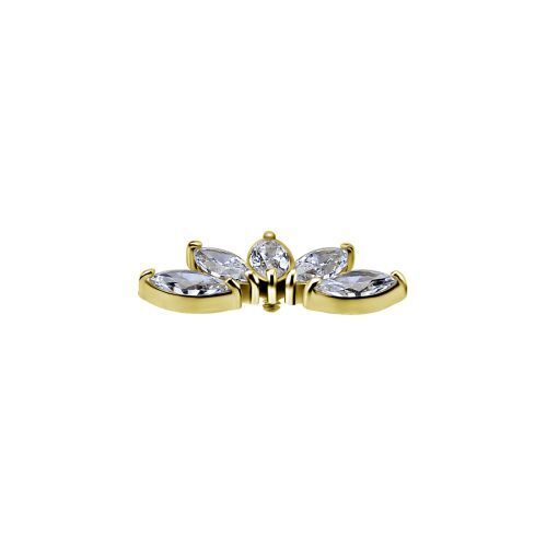 18K Gold Attachment for Internal Thread Labret - Premium Zirconia Lotus Crown - 12mm