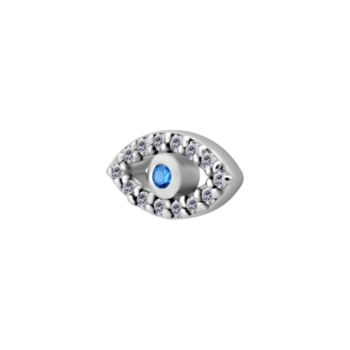 Surgical Steel Attachment for Internal Thread Labret - Evil Eye Cubic Zirconia - 10mm