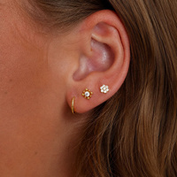 18K Gold Sleeper Earrings 18 Gauge - Pair