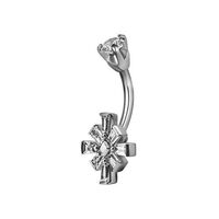 Surgical Steel Belly Ring - Cubic Zirconia Star Burst