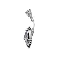 Surgical Steel Belly Ring - Cubic Zirconia Pear Cluster