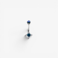 Surgical Steel Double Jewelled Belly Ring - Lab Created Opal 