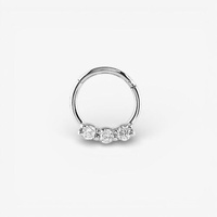 Surgical Steel Septum Ring - Crystal Trio 16 Gauge - 6mm