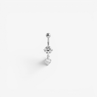 Surgical Steel Belly Ring - Heart and Round Gem