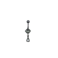 Surgical Steel Belly Ring - Pear and Round Cubic Zirconia