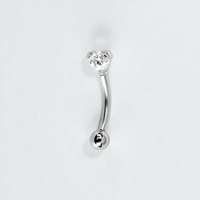 Surgical Steel Eyebrow Bar - Round Cubic Zirconia 16 Gauge - 8mm