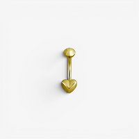 Gold Steel Belly Ring Faceted Heart - Faceted Top Ball