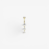 Gold Steel Belly Ring - Round Cubic Zirconia 14 Gauge - 8mm