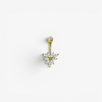 Gold Steel Belly Ring - Cubic Zirconia Marquise 14 Gauge - 8mm