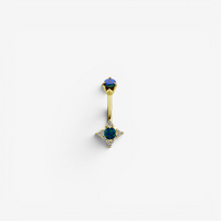 Gold Steel Belly Ring - Lab Created Opal