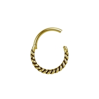 Gold Steel Hinged Conch Ring - Twisted Rope