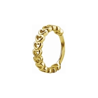 Gold Steel Conch Ring - Hearts