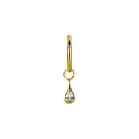 Gold Steel Tear Drop Jewellery Charm - Cubic Zirconia
