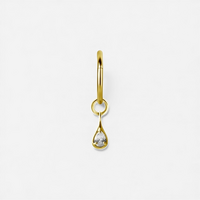 Gold Steel Tear Drop Jewellery Charm - Cubic Zirconia