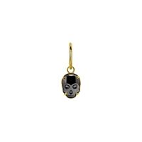 Gold Steel Skull Jewellery Charm - Black Crystal
