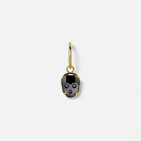 Gold Steel Skull Jewellery Charm - Black Crystal