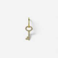 Gold Steel Key Jewellery Charm - Cubic Zirconia