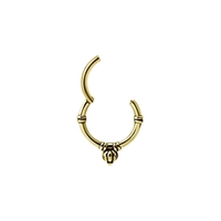 Gold Steel Hinged Clicker Ring - Vintage Bead Design