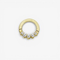 Gold Steel Septum Ring - Front Facing Crown Cubic Zirconia 16 Gauge - 8mm