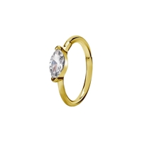 Gold Steel Hinged Ring Marquise oval Design with Cubic Zirconia 16 GA