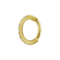 Gold Steel Hinged Oval Rook Clicker Round Profile - Premium Zirconia 16 Gauge 5mmx7mm