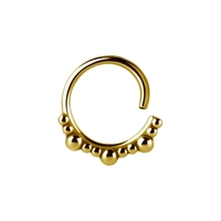 Gold Steel Continuous Nose Ring - Ball Halo Ring
