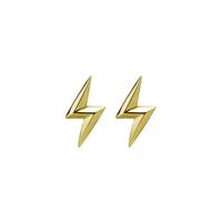 Gold Steel Ear Studs - Lightning Bolt