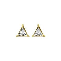 Gold Steel Ear Studs - Cubic Zirconia Triangle
