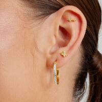 Gold Steel Ear Studs - Cubic Zirconia Bee