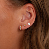 Gold Steel Hoop Earrings - Premium Crystal 20 Gauge - 14mm