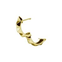 Gold Steel Hoop Earrings - Pyramid Design