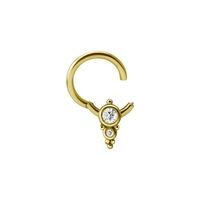Gold Steel Septum Ring - Double Crystal