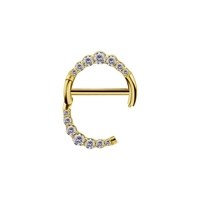 Gold Steel Nipple Ring - Pointed Premium Zirconia
