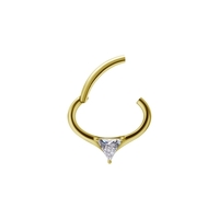 Gold Steel Hinged Clicker Ring - Triangle Cubic Zirconia