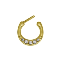 Gold Steel Hinged Clicker - Rounded Cubic Zirconia