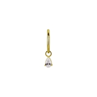 Gold Nickel Free Cobalt Chrome Jewellery Charm - Pear Premium Zirconia 