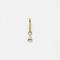 Gold Nickel Free Cobalt Chrome Jewellery Charm - Pear Premium Zirconia 