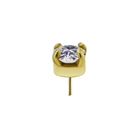 Gold Nickel Free Cobalt Chrome Attachment for Threadless Labret - Round Premium Zirconia - 2mm