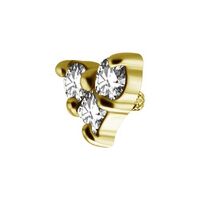 Gold Steel Attachment for (Type S) Internal Thread Labret - Cubic Zirconia - Heart - 5mm