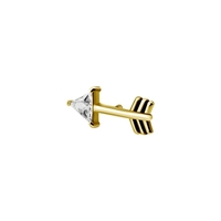 Gold Steel Attachment for Internal Thread Labret - Arrow Triangle Cubic Zirconia - 12mm
